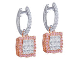 18kt White & Pink Diamond Square Drop Earrings