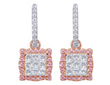 18kt White & Pink Diamond Square Drop Earrings