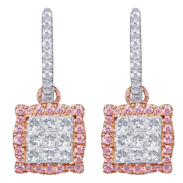 Square diamond drop earrings on sale