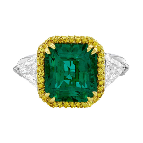 "Riviera" 6.85ct Emerald & Diamond Platinum Ring