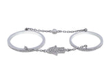 Diamond Hamsa Double Band with Chain