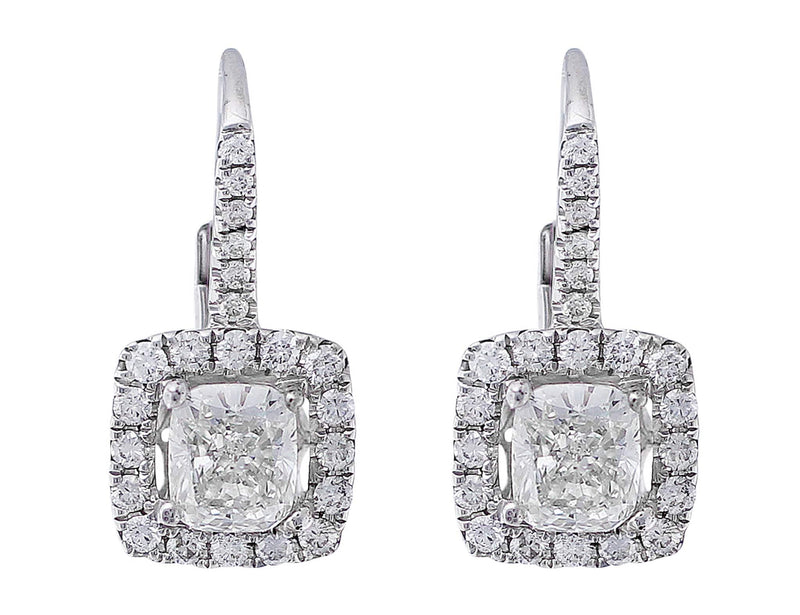 Cushion Cut Diamond Drop Earrings