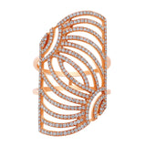 Slanted Rectangular Openwork Rose Gold Diamond Ring