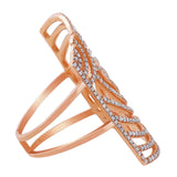 Slanted Rectangular Openwork Rose Gold Diamond Ring