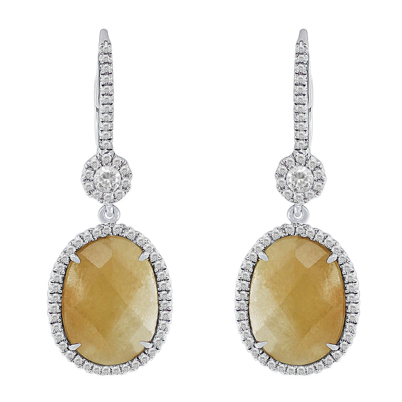 7ct Yellow Jasper Diamond Earrings