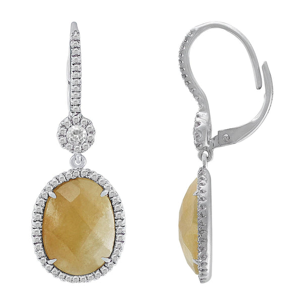7ct Yellow Jasper Diamond Earrings