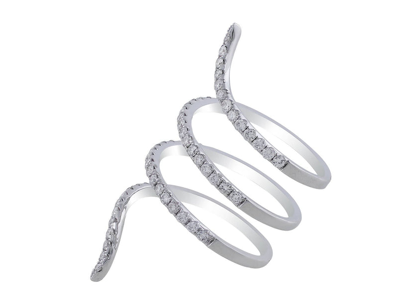 Long Pave Diamond Spiral Ring