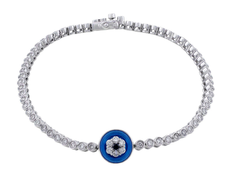 Diamond Blue Topaz Evil Eye Bracelet