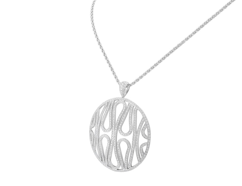 18kt White Gold Contemporary Diamond Pendant