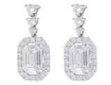 18kt White Gold Emerald & Round Brilliant Earrings