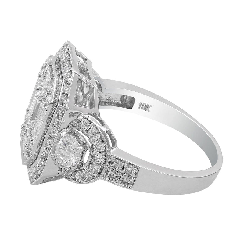 18kt White Gold Diamond Cluster Halo Ring