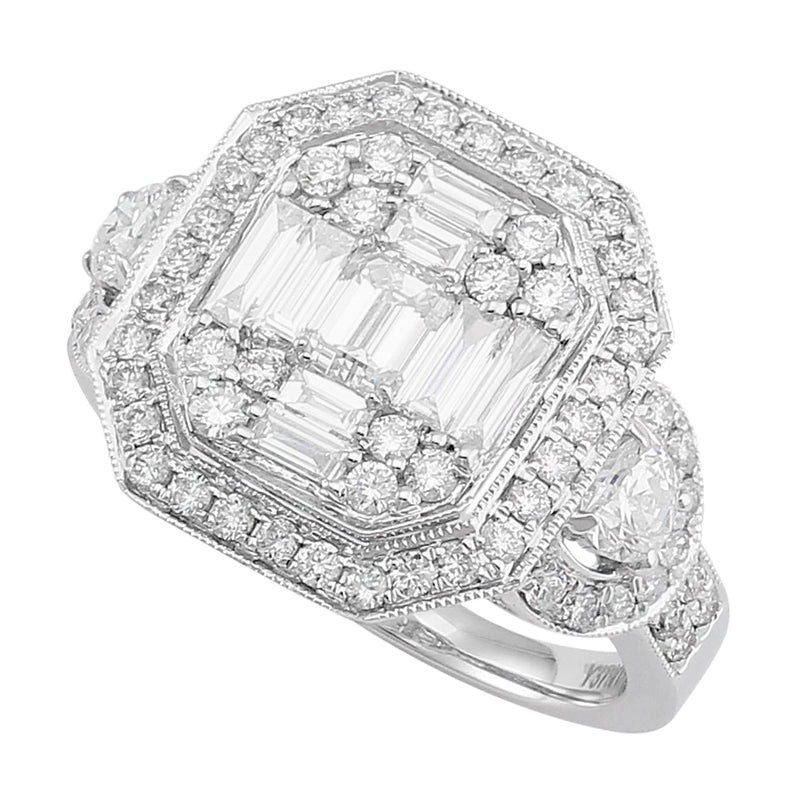 18kt White Gold Diamond Cluster Halo Ring