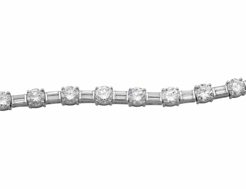 Estate Round Brilliant & Baguette Diamond Bracelet
