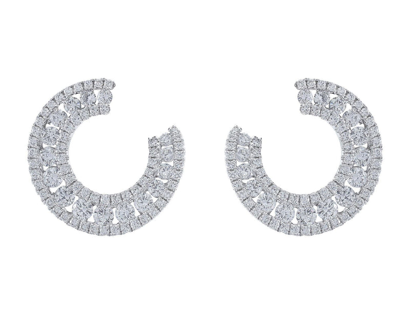 18kt White Gold & Diamond Horseshoe Motif Earrings