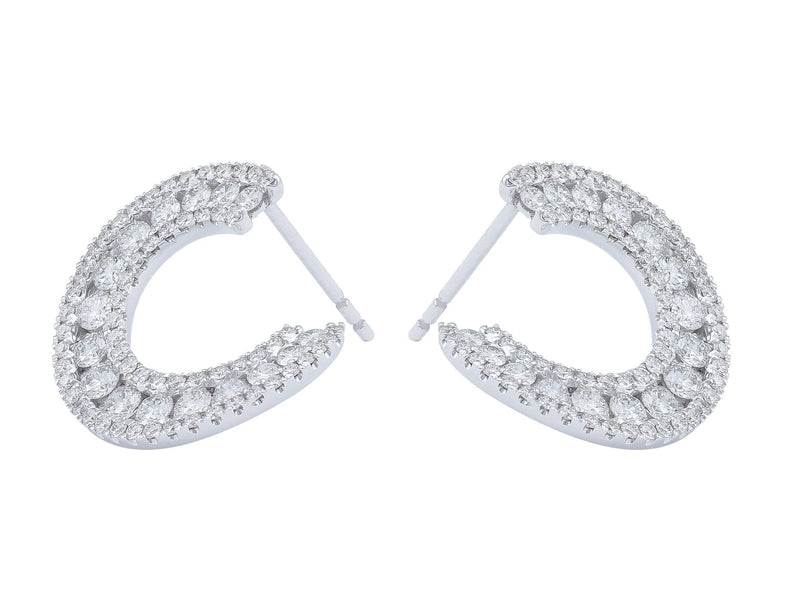 18kt White Gold & Diamond Horseshoe Motif Earrings
