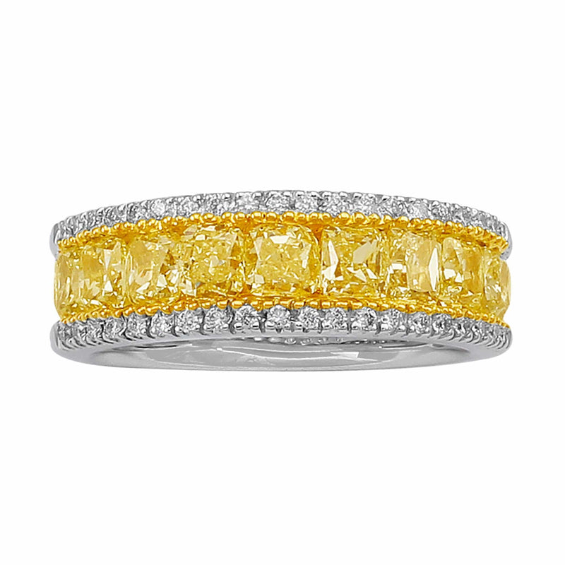 18kt White Gold Fancy Yellow Diamond Band