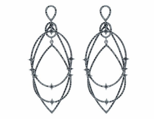 Estate Loree Rodkin Black Diamond Geometric Earrings