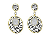 18kt Yellow Gold Lace Motif Pavé Omega Earrings