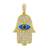 18kt Yellow Gold Diamond & Onyx Evil Eye Hamsa Pendant