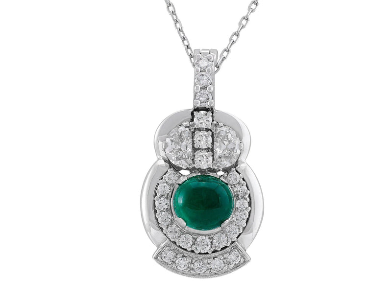 Estate Cabochon Emerald Owl Necklace