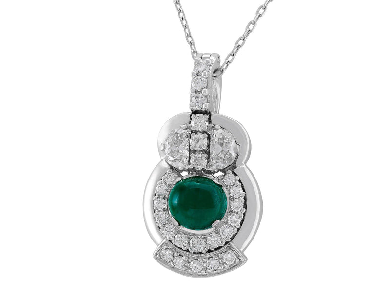 Estate Cabochon Emerald Owl Necklace