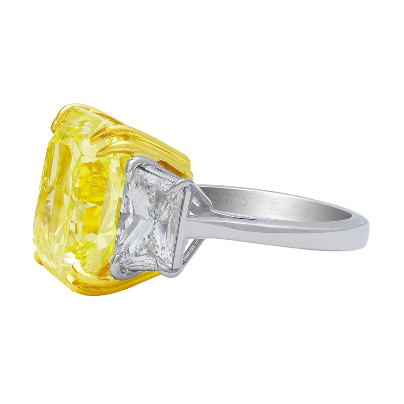 15.05ct Fancy Intense Yellow Radiant Diamond Ring