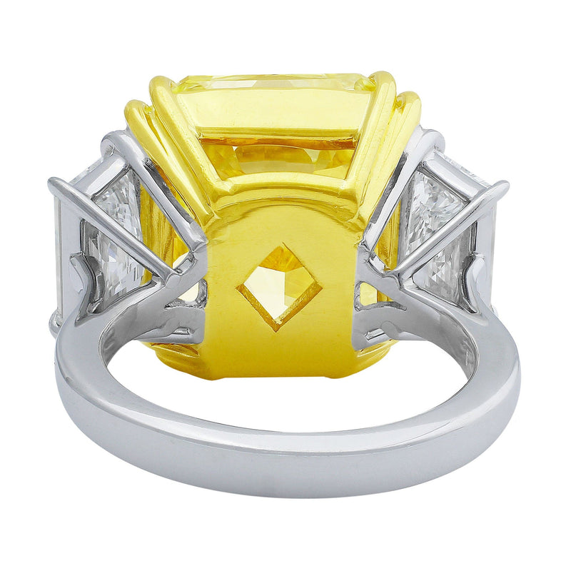 15.05ct Fancy Intense Yellow Radiant Diamond Ring