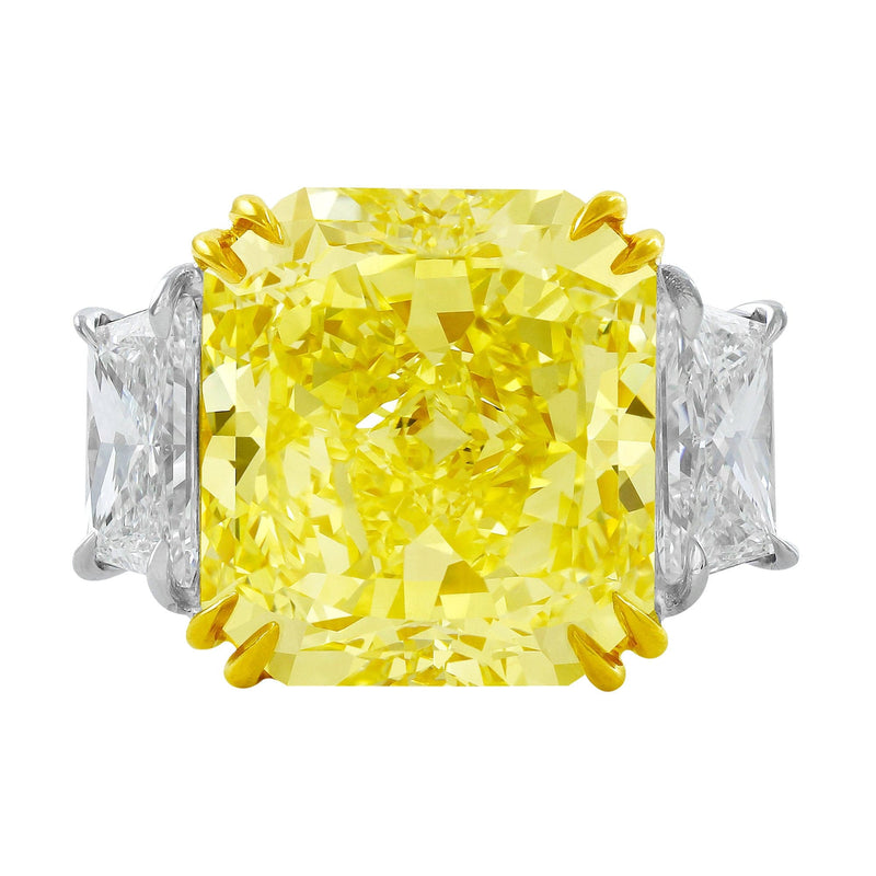 15.05ct Fancy Intense Yellow Radiant Diamond Ring