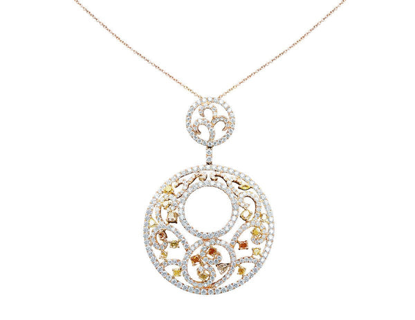 Circular 18kt Rose Gold Multicolor Diamond Pendant