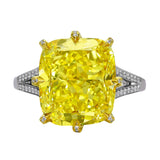 10.01 Fancy Intense Yellow Cushion Diamond Ring