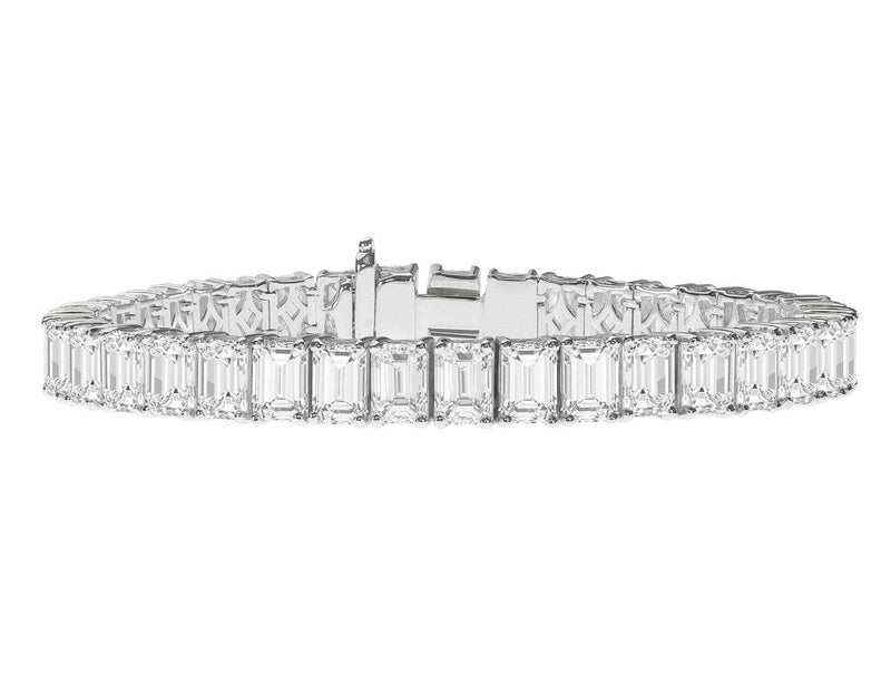 Platinum 28.05ctw Emerald Cut Diamond Bracelet