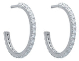 18kt White Gold Small Diamond Hoops