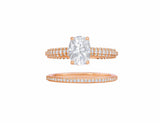  Rivière Custom 18kt Oval Diamond Ring and Eternity Band Set