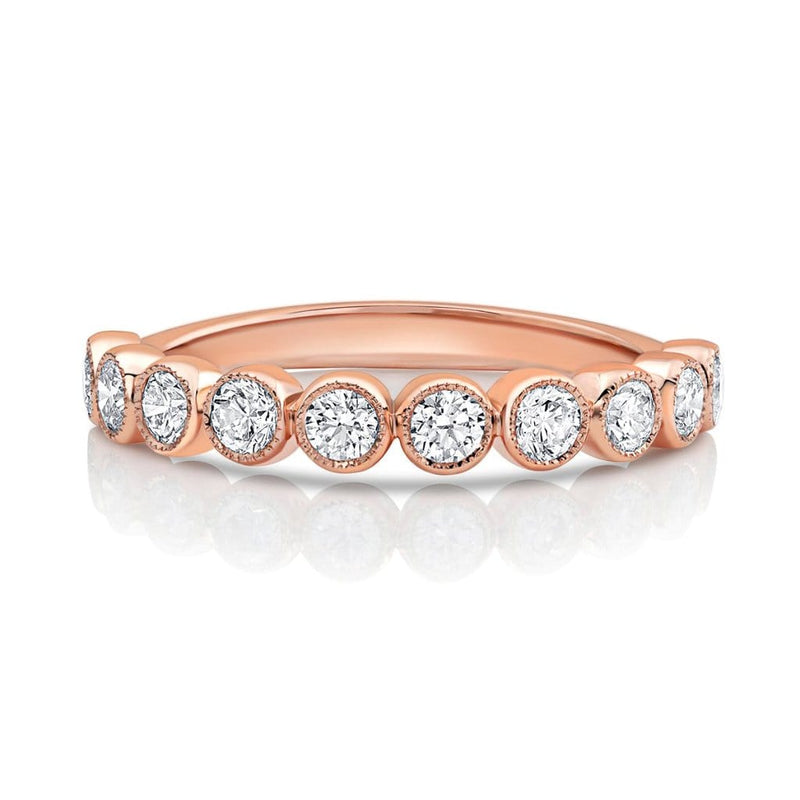 18kt Rose Gold Round Brilliant Diamond Half Band