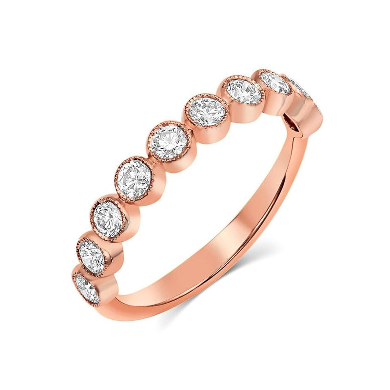 18kt Rose Gold Round Brilliant Diamond Half Band