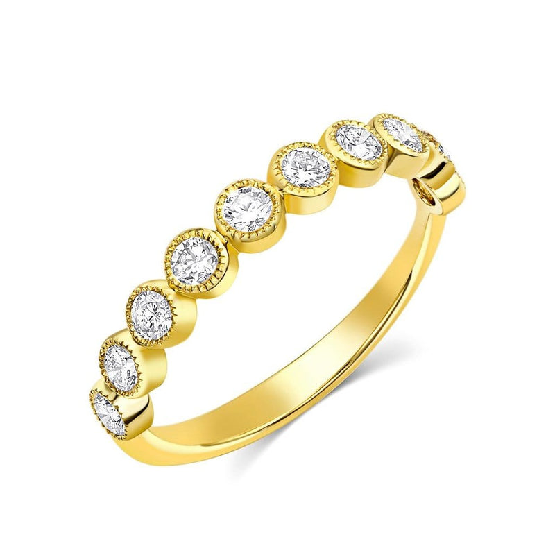 18kt Yellow Gold Round Brilliant Diamond Half Band