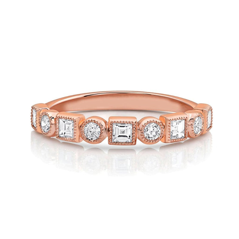 18kt Rose Gold Diamond Half Band