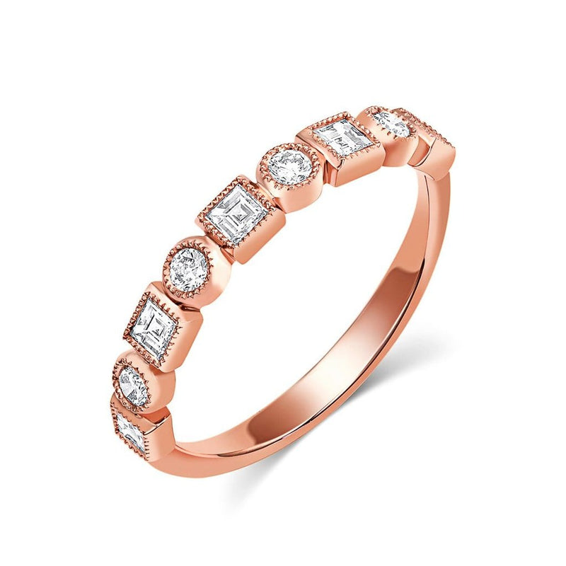 18kt Rose Gold Diamond Half Band