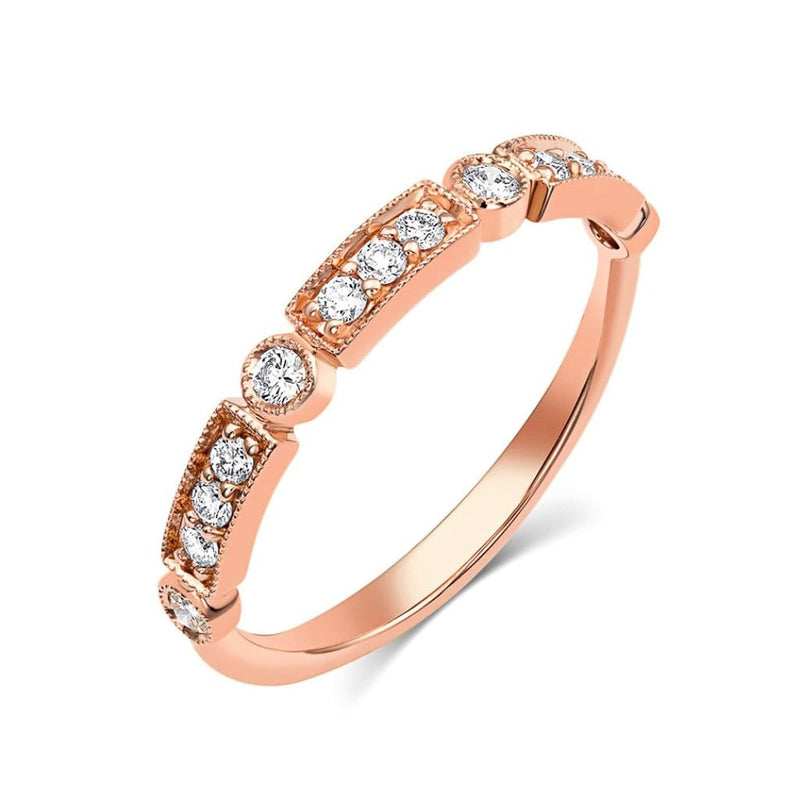 18kt Rose Gold Round Brilliant Pavè Diamond Half Band