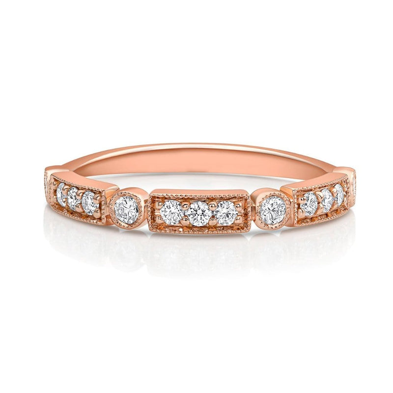18kt Rose Gold Round Brilliant Pavè Diamond Half Band