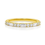 18kt Yellow Gold Baguette & Round Brilliant Diamond Half Band