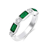 18kt White Gold Emerald & Diamond Half Band