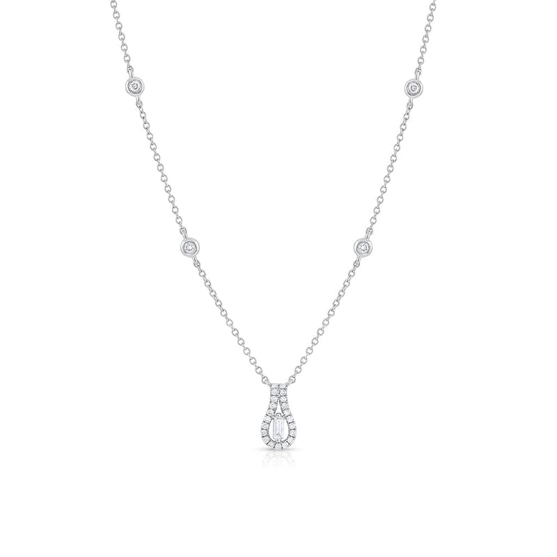 18K White Gold Diamond Loop Pendant Necklace