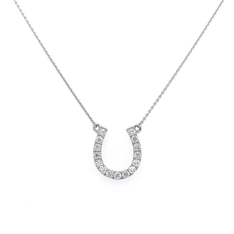 18k White Gold Diamond Horseshoe Necklace