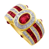 Estate Ruby Diamond Yellow Gold Ring