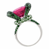 10ct Pink Tourmaline Green Tsavorite Ring