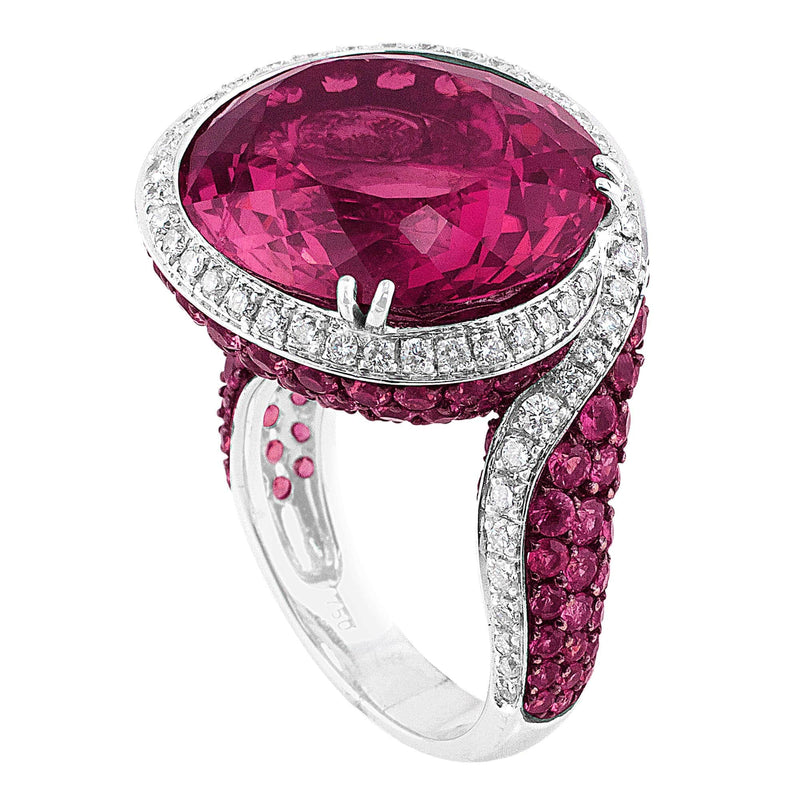 19.4ct Pink Tourmaline Pink Sapphire Diamond Ring