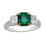 Estate Platinum Emerald Diamond Ring