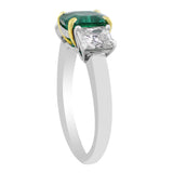 Estate Platinum Emerald Diamond Ring