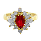 Estate Marquise Cut Ruby Diamond Ring